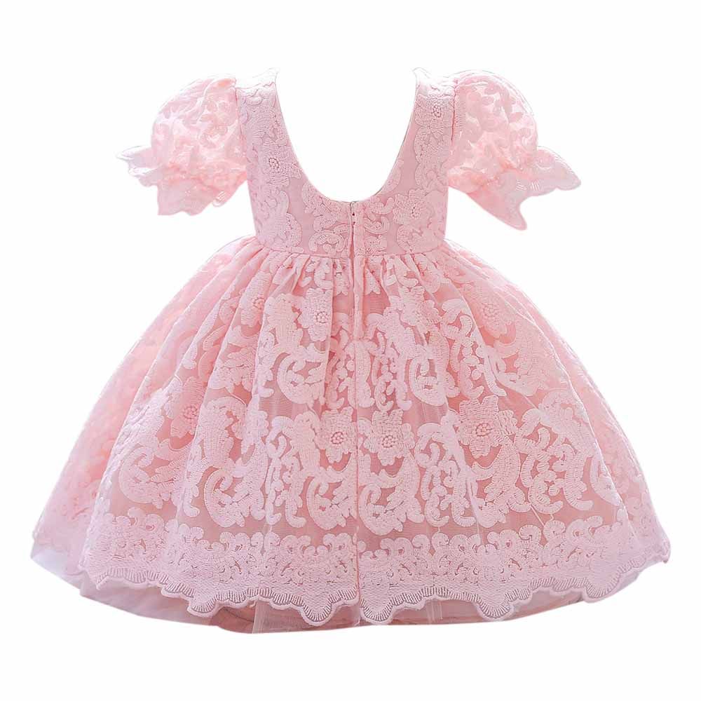 Sugar Rush - Solid Flared Short Sleeves Party Dress - Pink