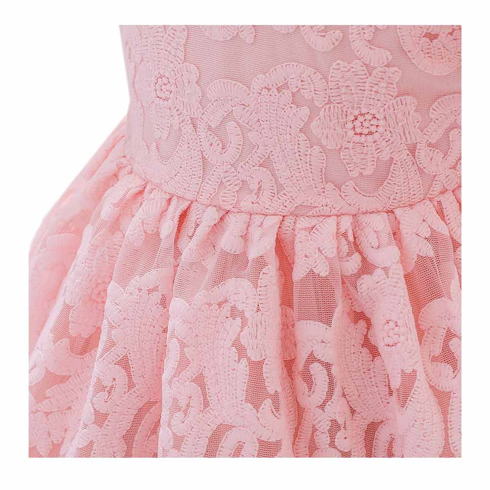 Sugar Rush - Solid Flared Short Sleeves Party Dress - Pink