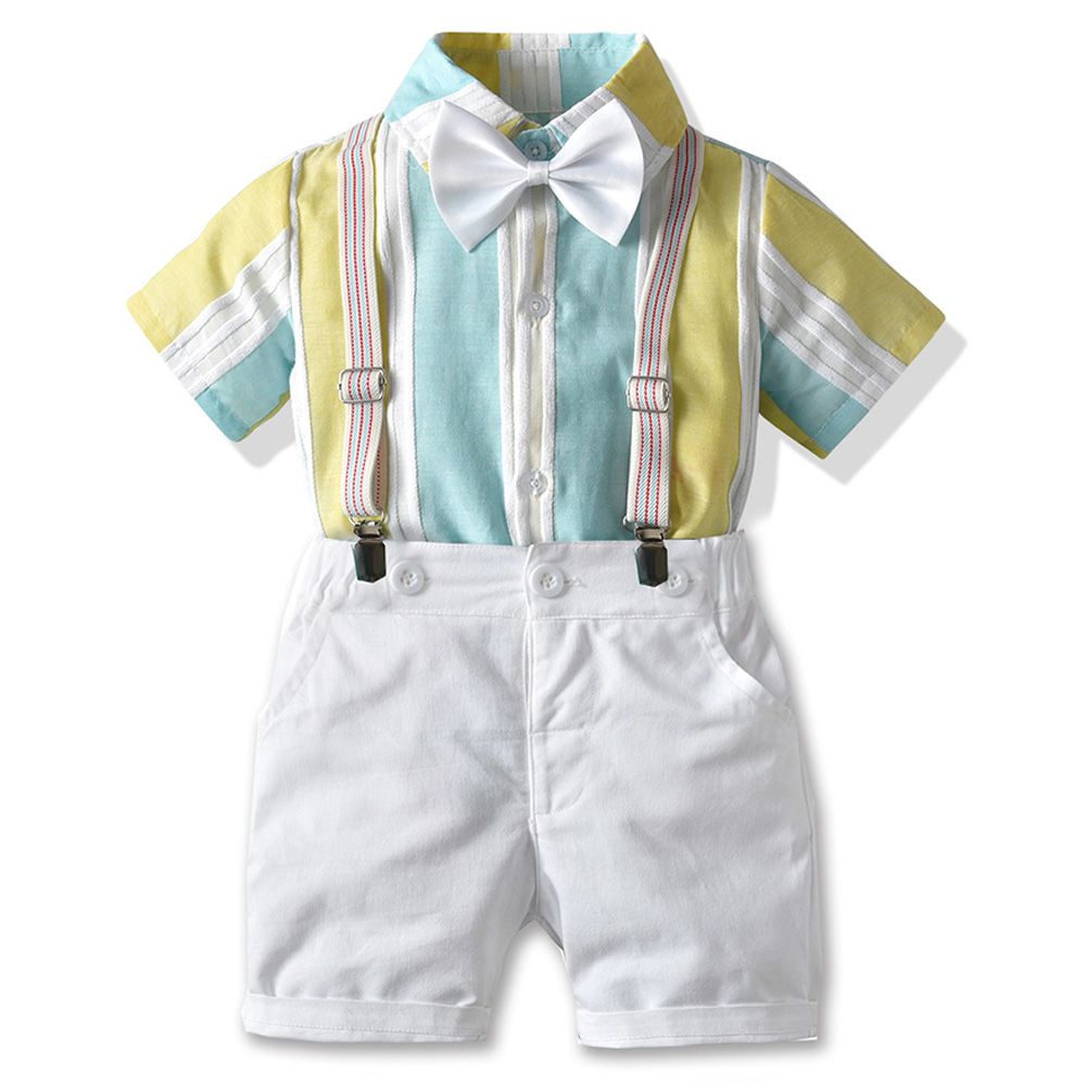 Sugar Rush - Stripe Shirt & White Suspender Short