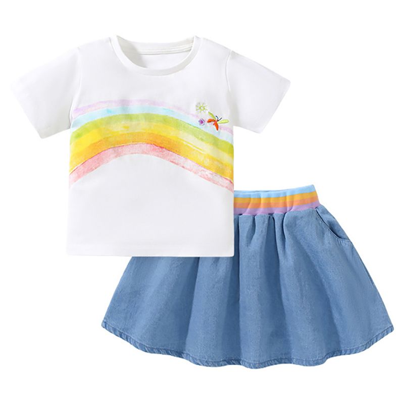 Sugar Rush - 2pc-Set - Short Sleeves T-Shirt & Skirt - White