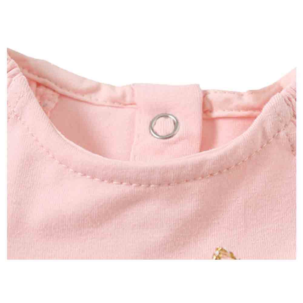 Sugar Rush - Solid Round Neck Cap Sleeves Onesie - Pink