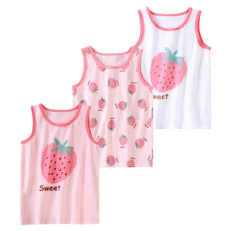 Sugar Rush - Sweet Strawberry Printed Vests Pack Of 3