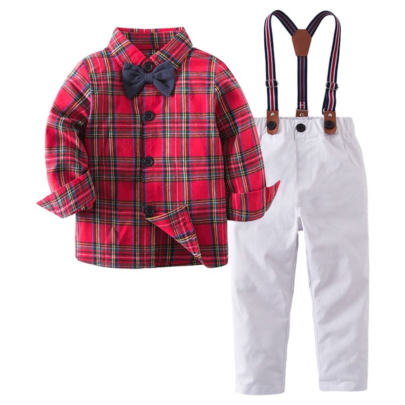 Super Cute - Boys Checked Red & White Top & Bottom Set