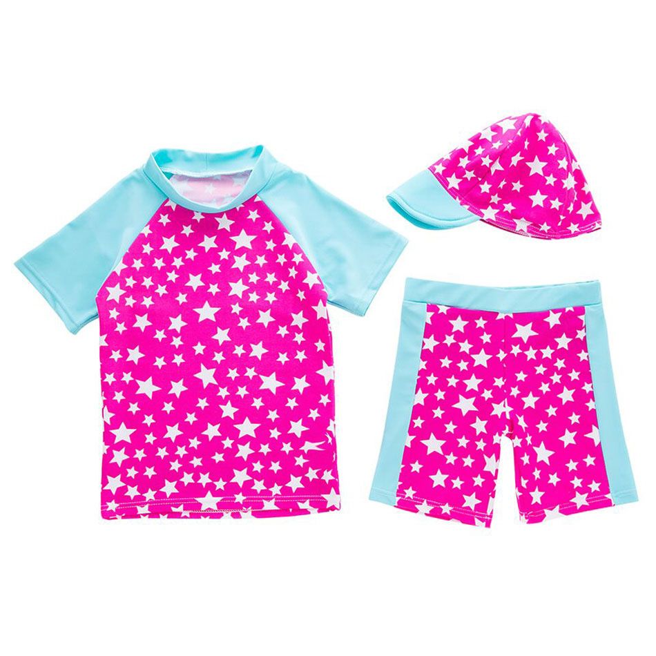 Sugar Rush - Star-Themed 2-pc Swimwear + Swimcap