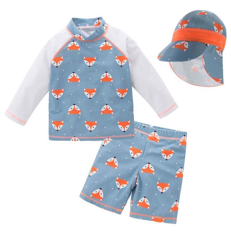 Sugar Rush - Fox-Print 2-pc Swimsuit + Swimcap