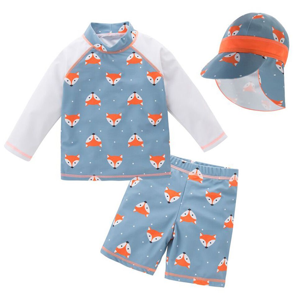 Sugar Rush - Fox-Print 2-pc Swimsuit + Swimcap