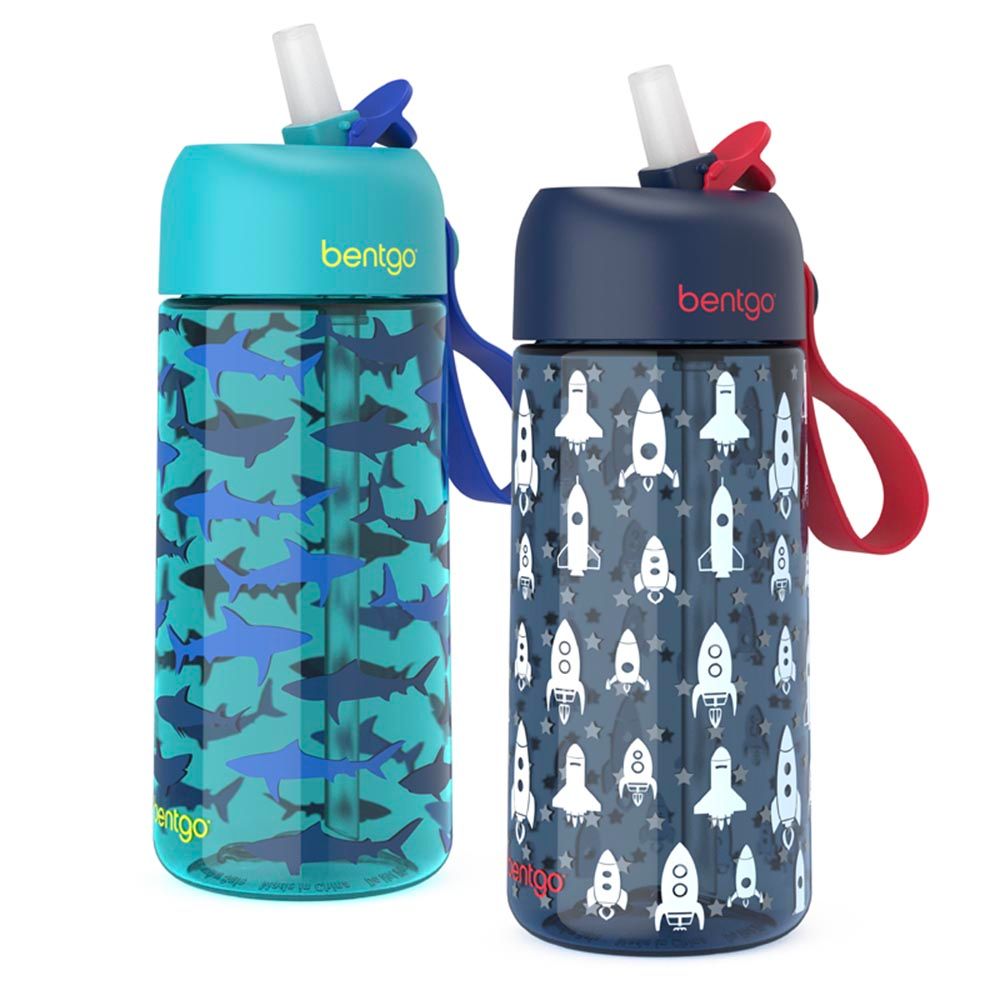 Bentgo - Kids Water Bottle Twin Pack 450 ml - Shark/Rockets