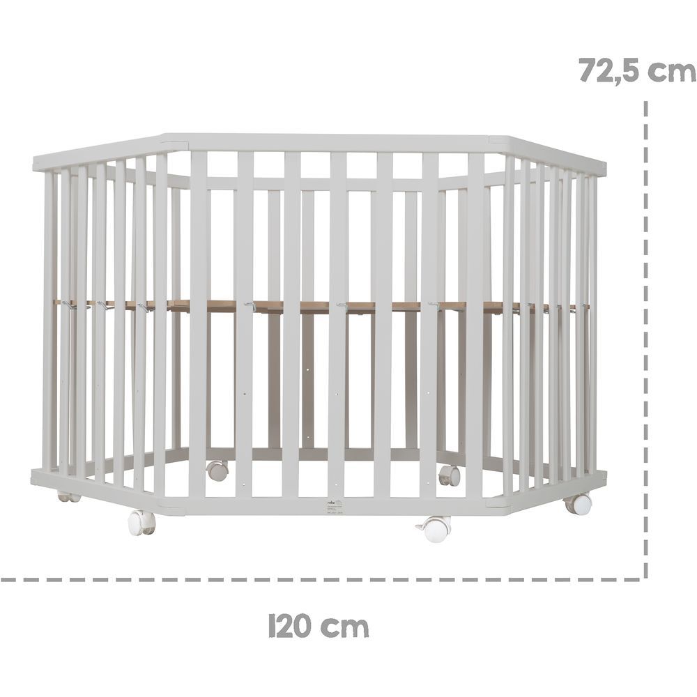 Roba - Wooden Hexagonal Playpen W/ Soft Insert & Bumper 99 x 114 cm - Taupe