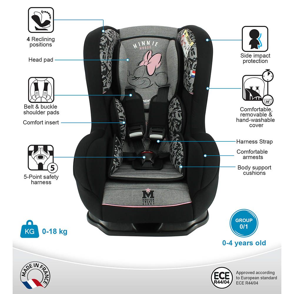 NANIA - Cosmo Reclineable Infant Carseat 0-4Y Upto 18Kg Minnie