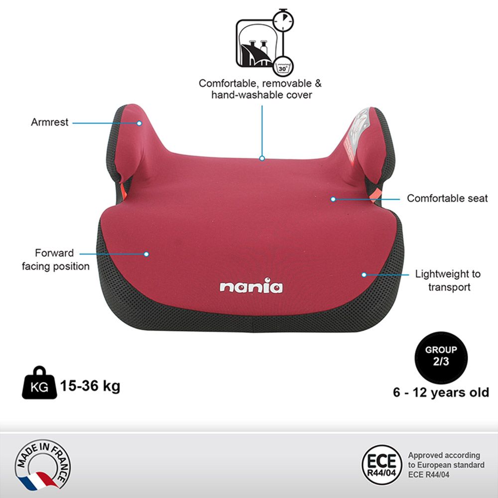 Nania - Topo Kids Booster Car Seat For Group 2/3 - Bordeau