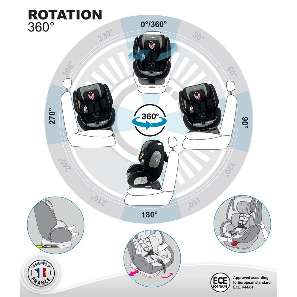 NANIA - One360 Rotating Isofix Carseat 0 - 12y Up to 36kg - Minnie