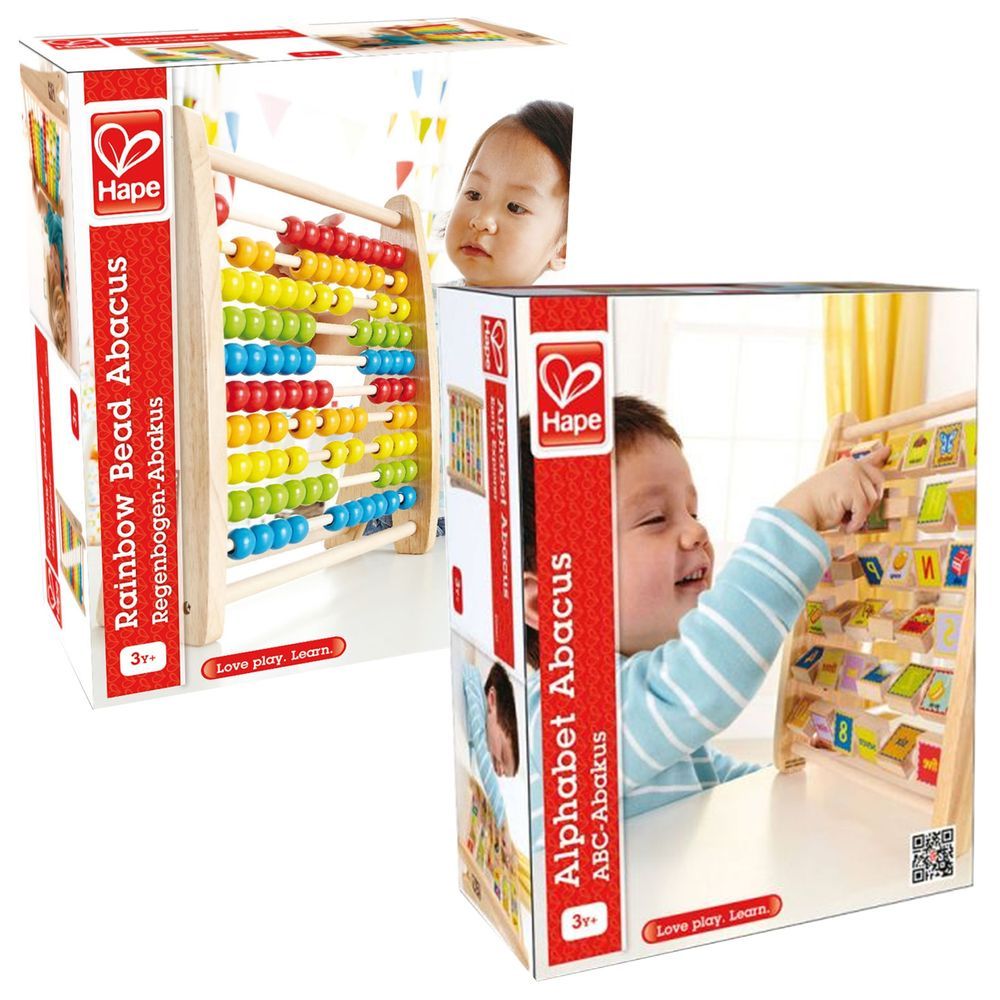 Hape - Learn w/ Wooden Abacus Alphabet & Counting Beads