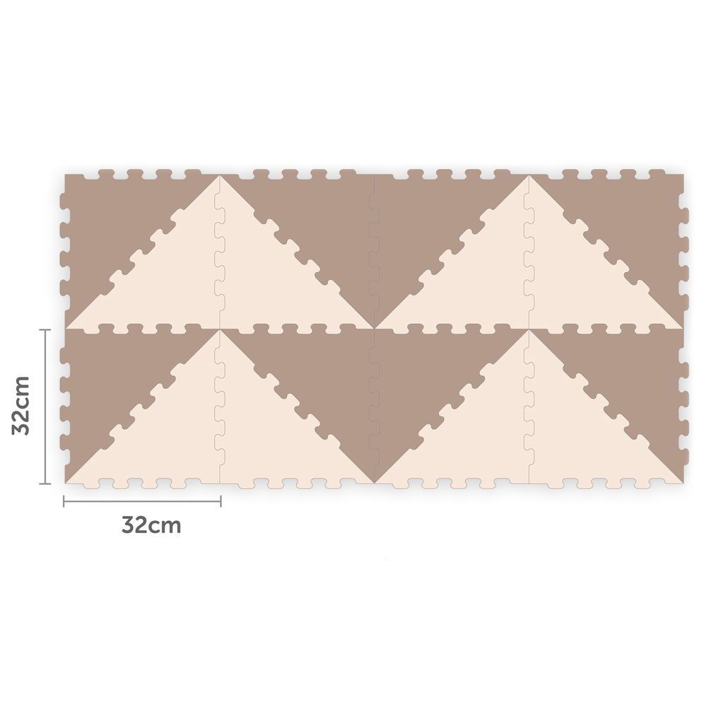 Sunta - 2-Colours Triangle Puzzle Floor Mat 32pcs - Brown/Beige