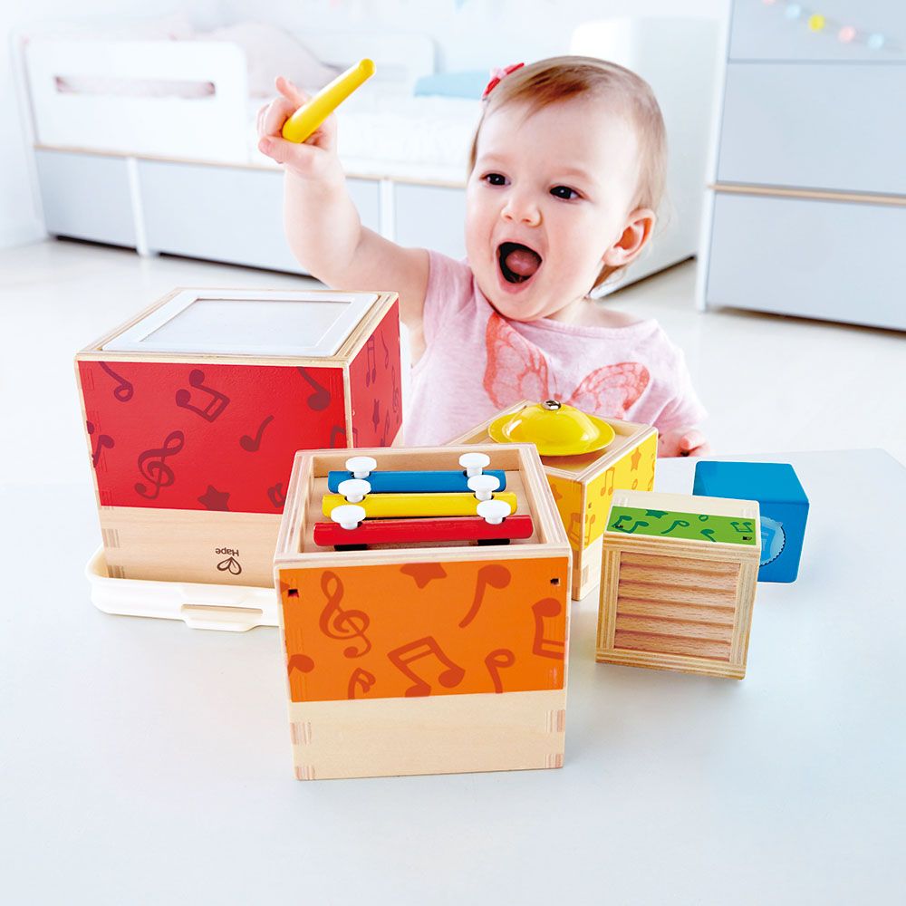 Hape - Sensory Stack & Carry Musical Blocks Set 5pcs