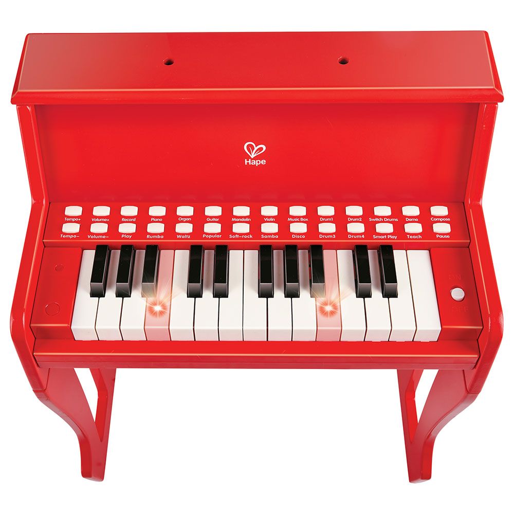 Hape - 25-key Electric Musical Piano W/ Lights & Stool - Red