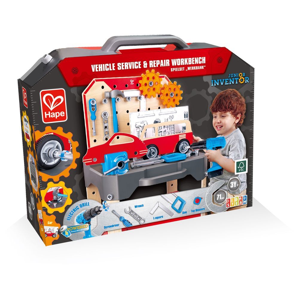 Hape - Vehicle Service & Repair Tools Workbench STEAM Toy