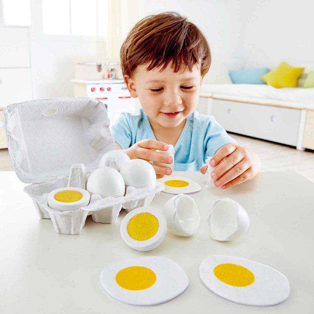 Hape - Egg Carton - White - Food Playset