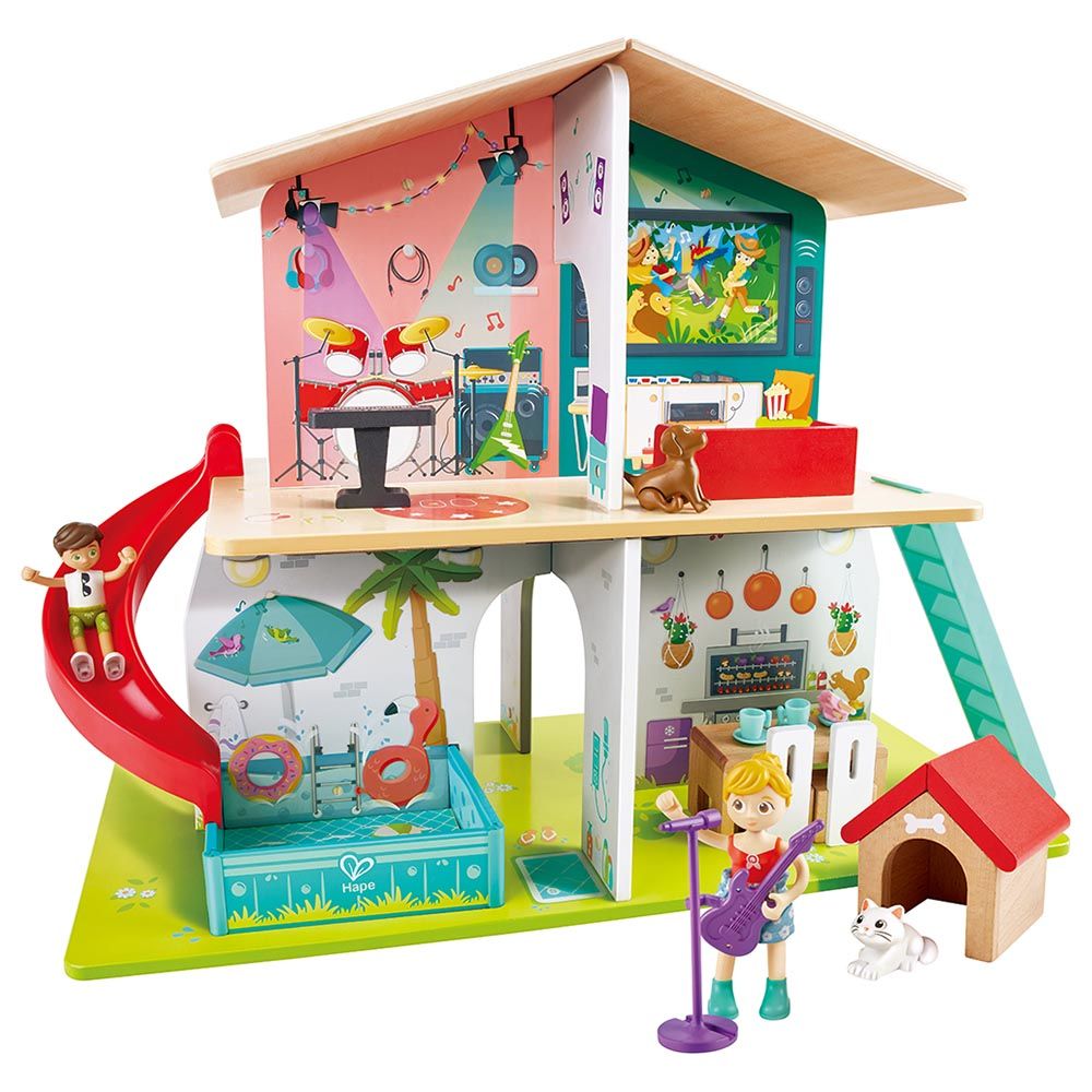 Hape - Rock & Slide Wooden Playhouse With Sound Effects