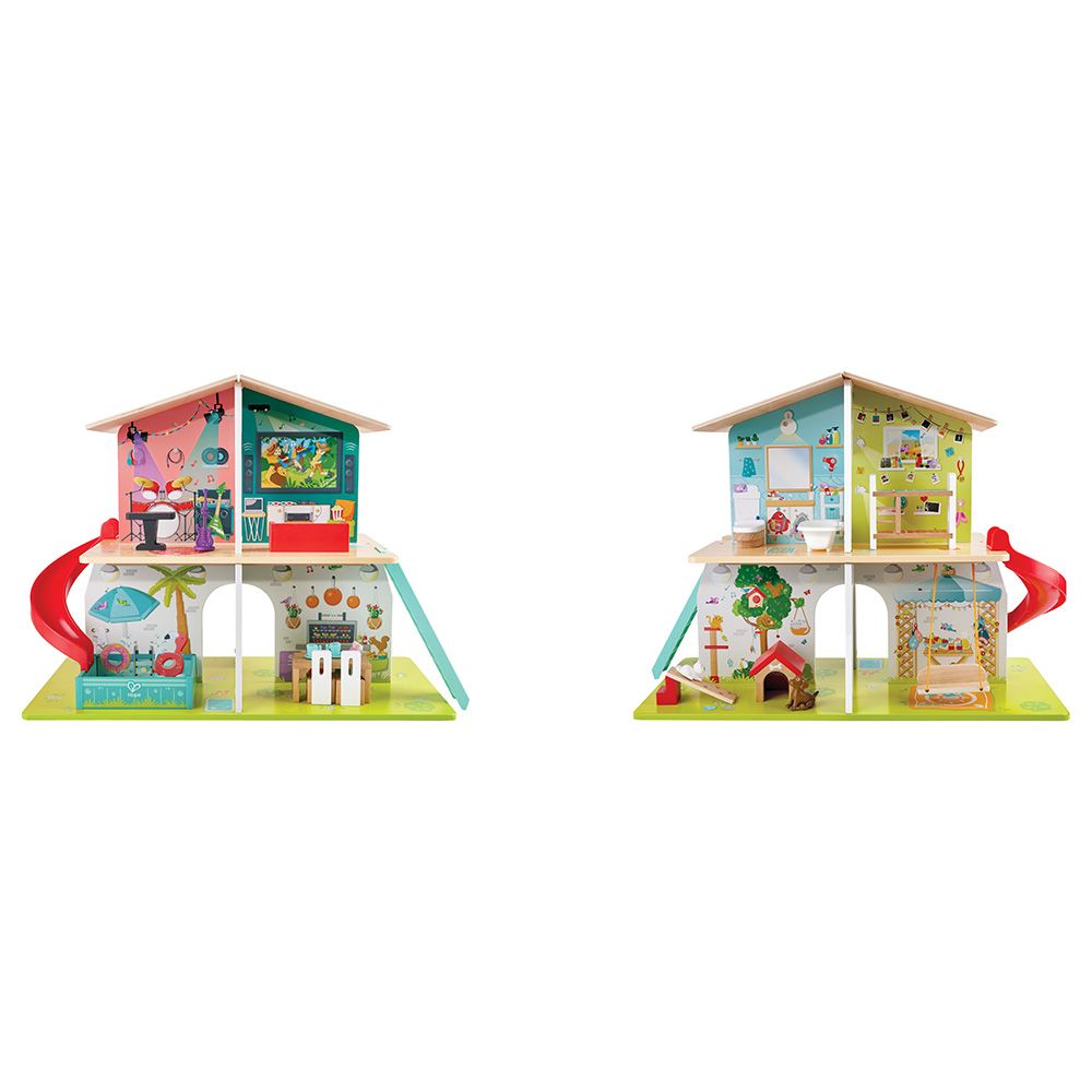 Hape - Rock & Slide Wooden Playhouse With Sound Effects