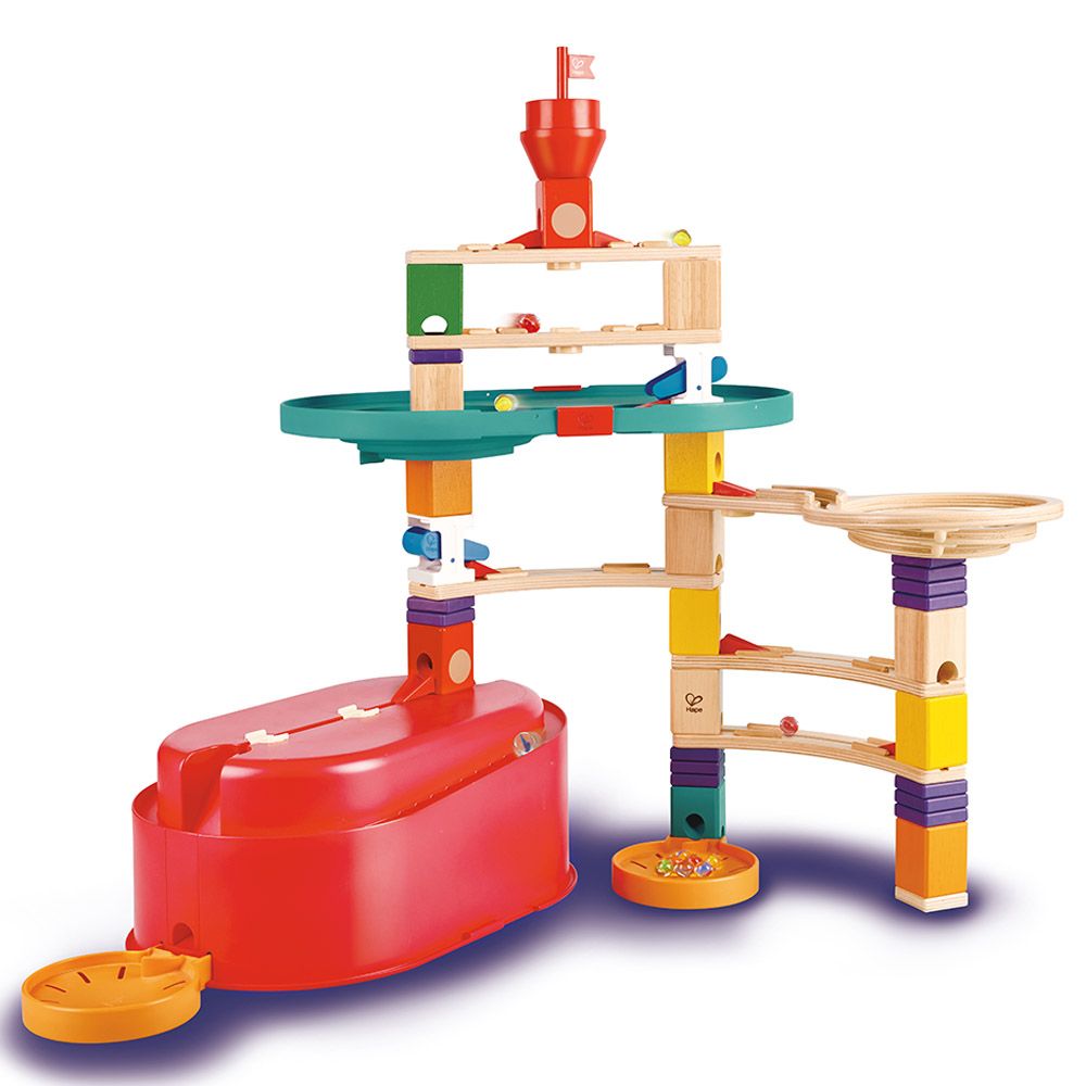 Hape - Quadrilla Stack Track Marble Run Set 28pcs + 30 marbles