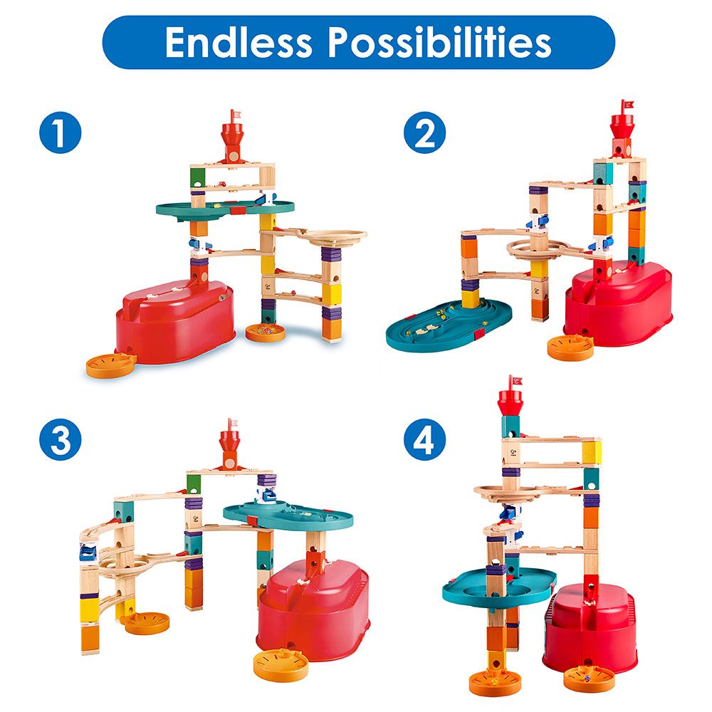 Hape - Quadrilla Stack Track Marble Run Set 28pcs + 30 marbles