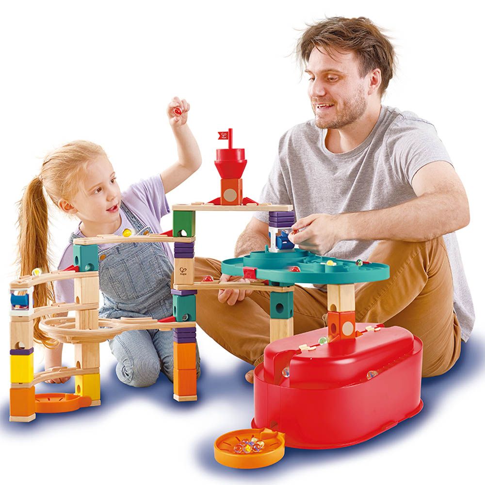 Hape - Quadrilla Stack Track Marble Run Set 28pcs + 30 marbles