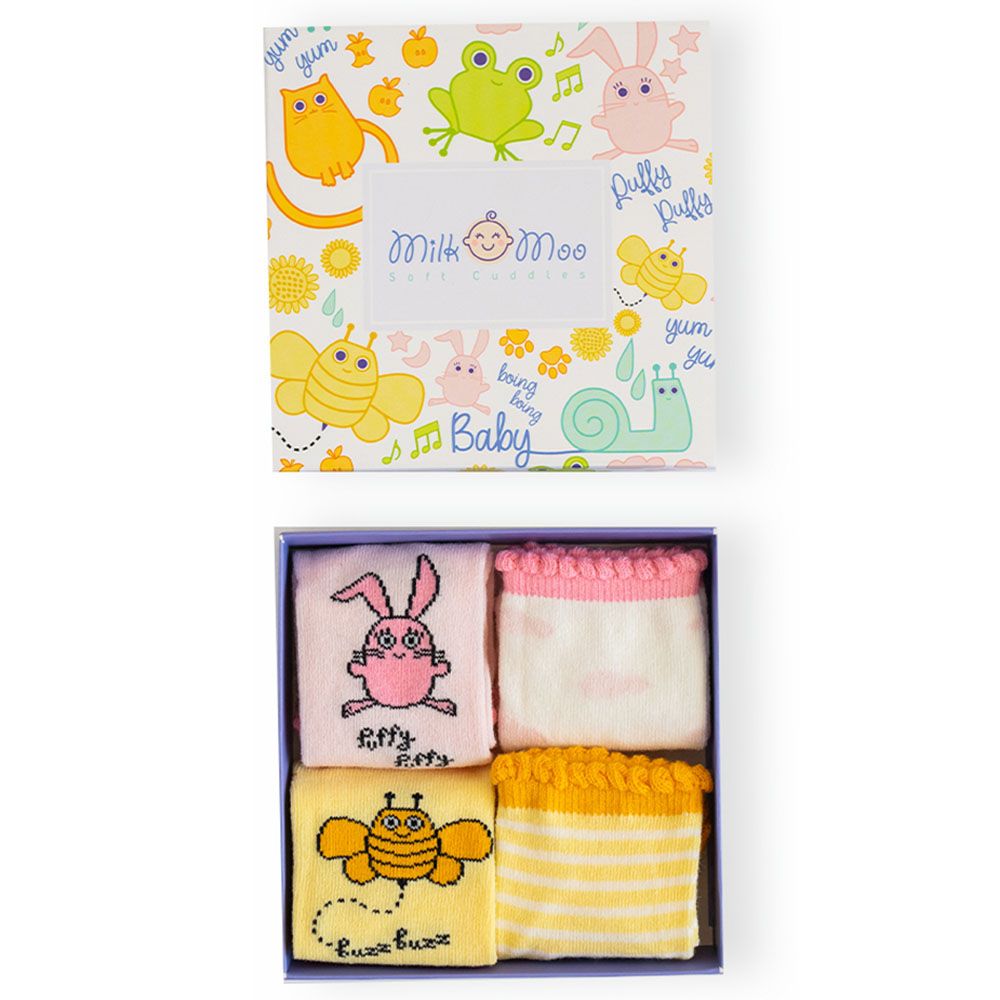 Milk&Moo Buzzy Bee & Canchin Rabbit Baby Socks 4pcs