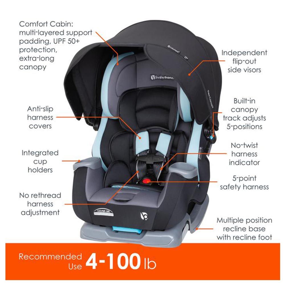 Babytrend - Cover Me 4-in-1 Convertible Car Seat - Desert Blue