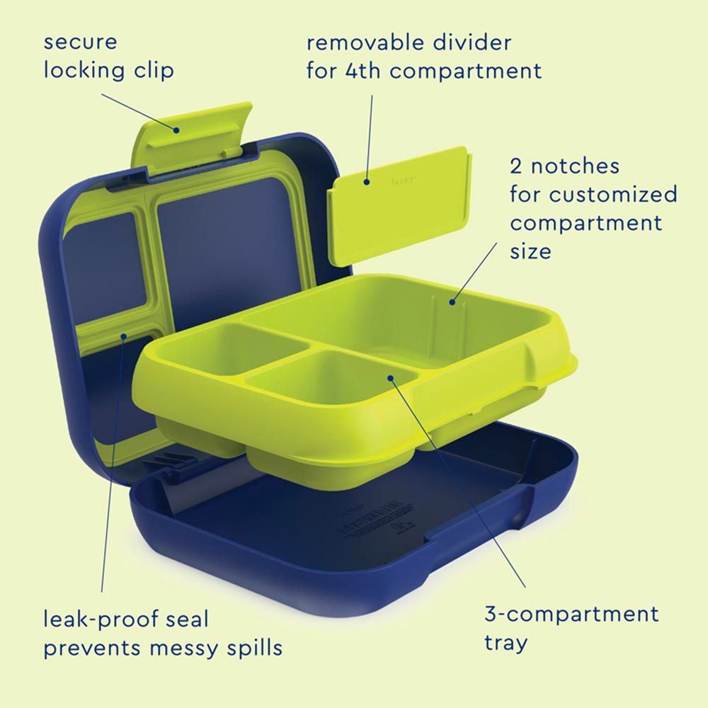 Bentgo - 3-4 Compartments Pop Lunchbox - Navy Blue/Chartreuse