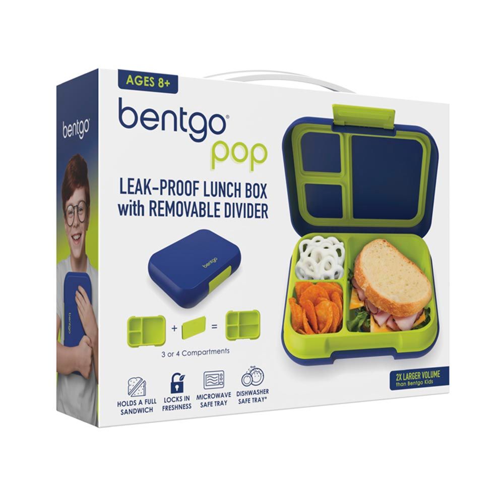 Bentgo - 3-4 Compartments Pop Lunchbox - Navy Blue/Chartreuse