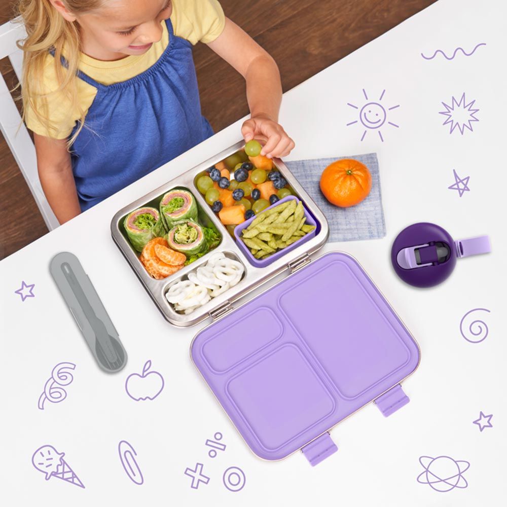 Bentgo - 3 Compartments Kids Prints Lunchbox - Stainless Steel - Unicorn