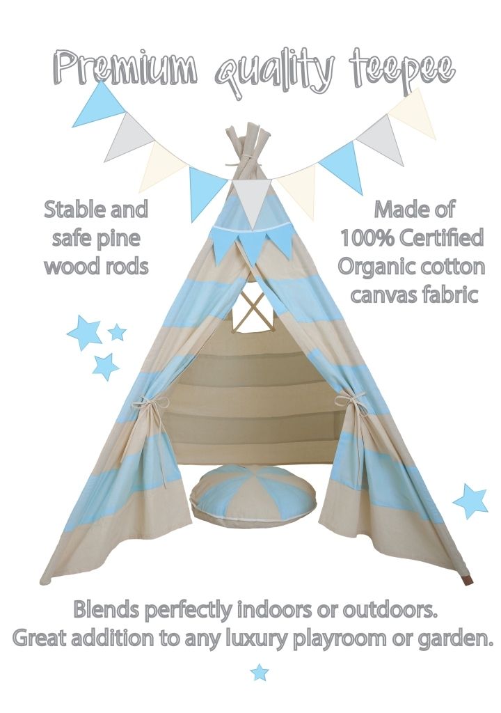 Mi Dulce An'ya - Stripe Teepee Tent 5ft - Blue