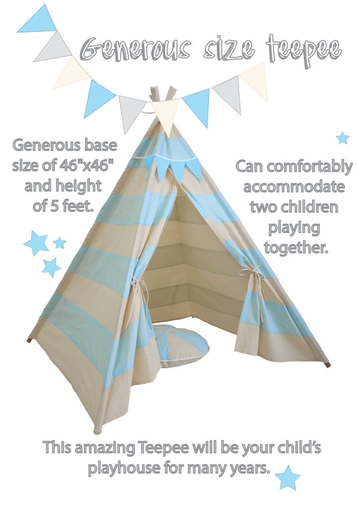 Mi Dulce An'ya - Stripe Teepee Tent 5ft - Blue