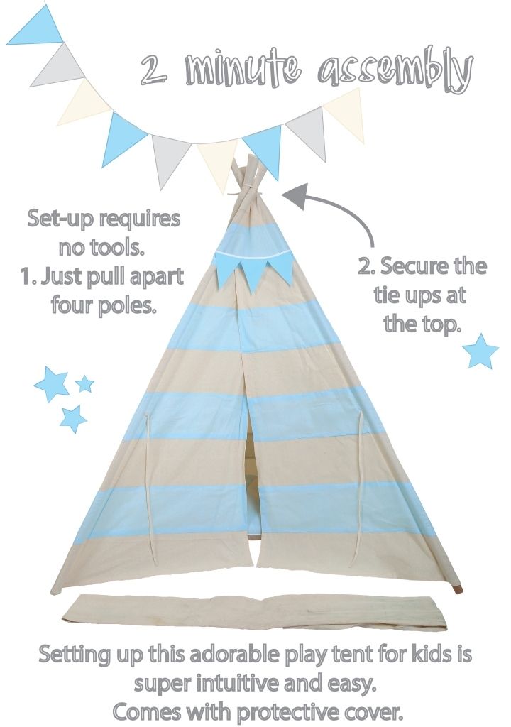 Mi Dulce An'ya - Stripe Teepee Tent 5ft - Blue