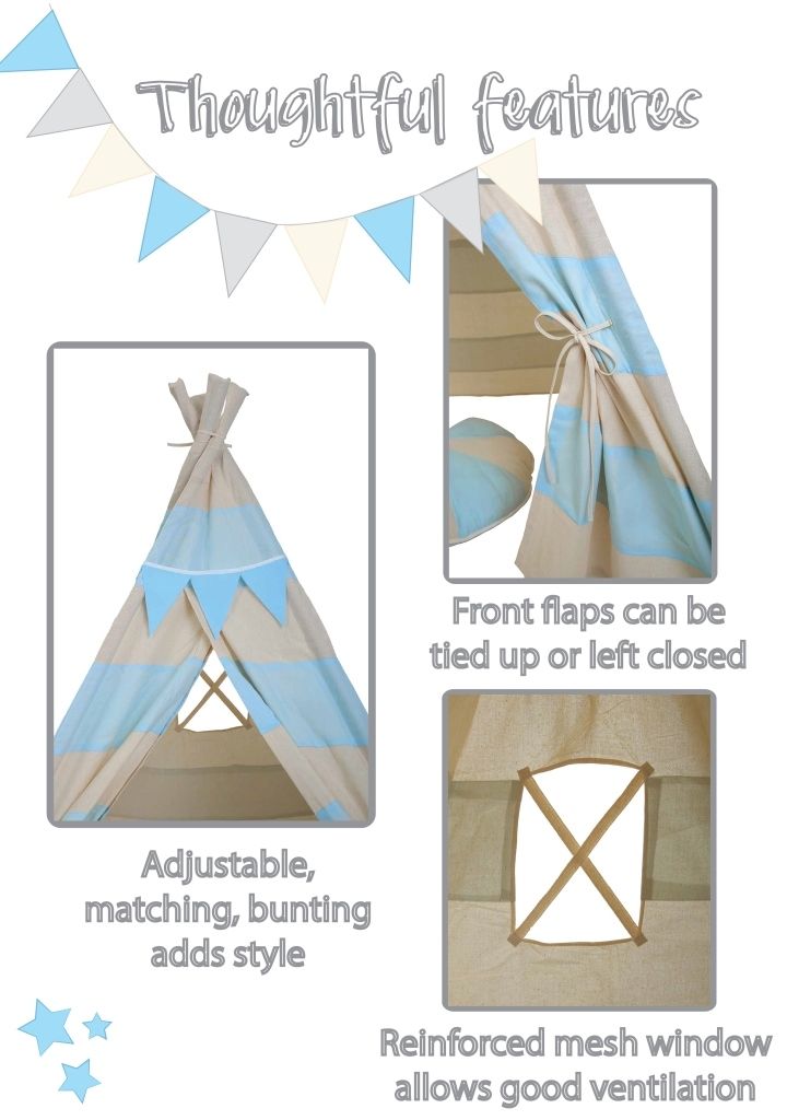 Mi Dulce An'ya - Stripe Teepee Tent 5ft - Blue