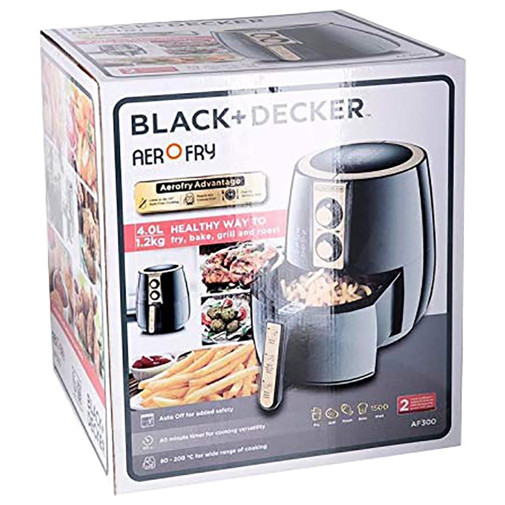 Black+Decker - 4 litre Air Fryer Range AerOfry - Black