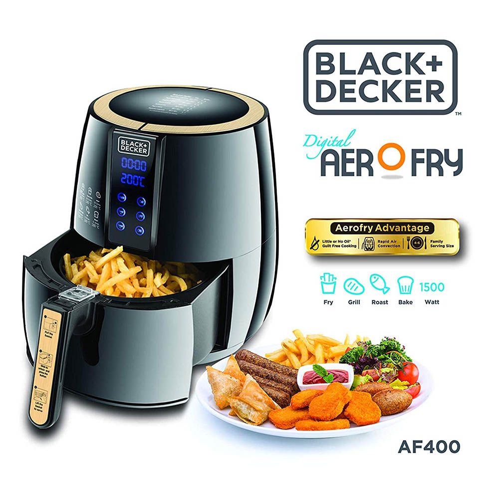 Black+Decker - 4 litre Digital Air Fryer AerOfry - Black