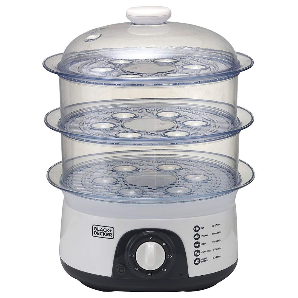 Black+Decker - 3 Tier Food Steamer - white