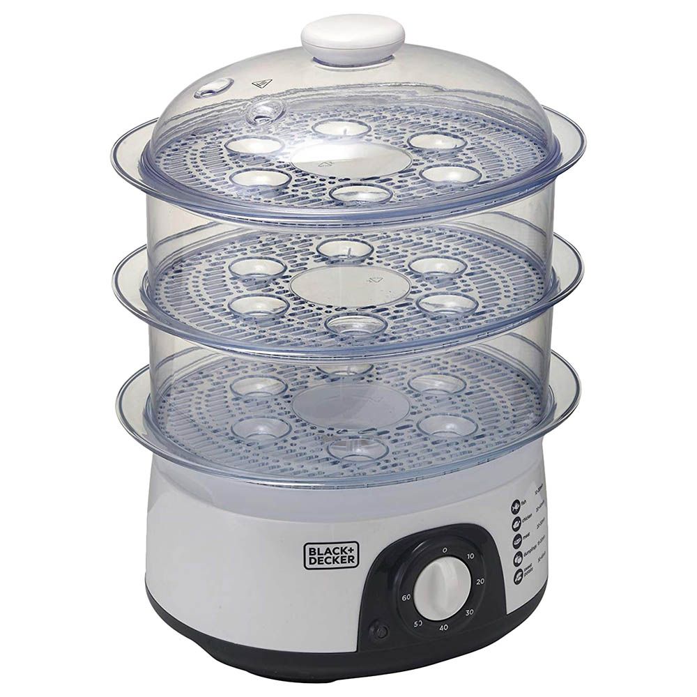 Black+Decker - 3 Tier Food Steamer - white