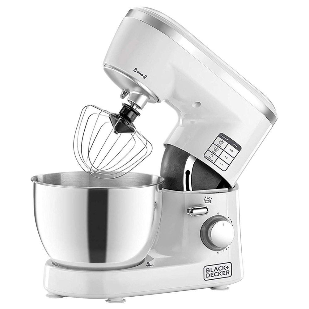 Black+Decker - 1000W Stand Mixer - White