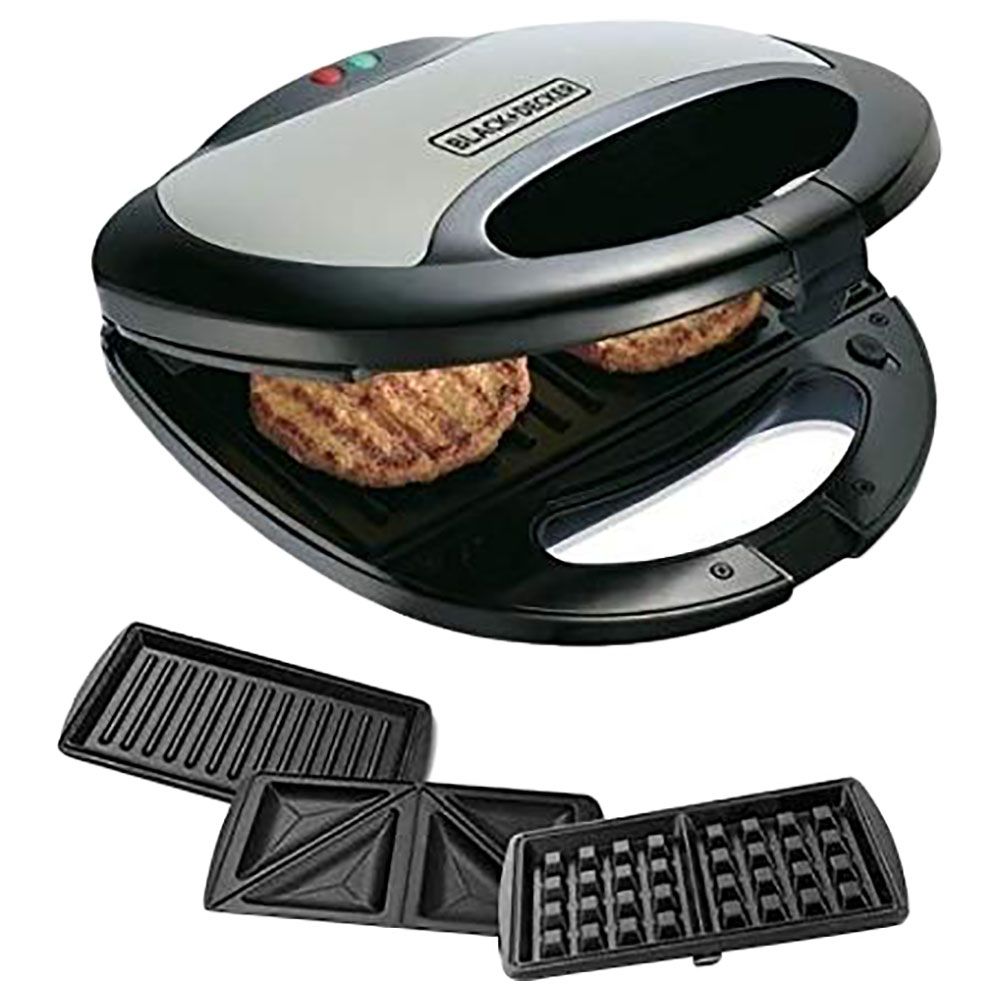 Black+Decker - Sandwich Grill And Waffle Maker - Black