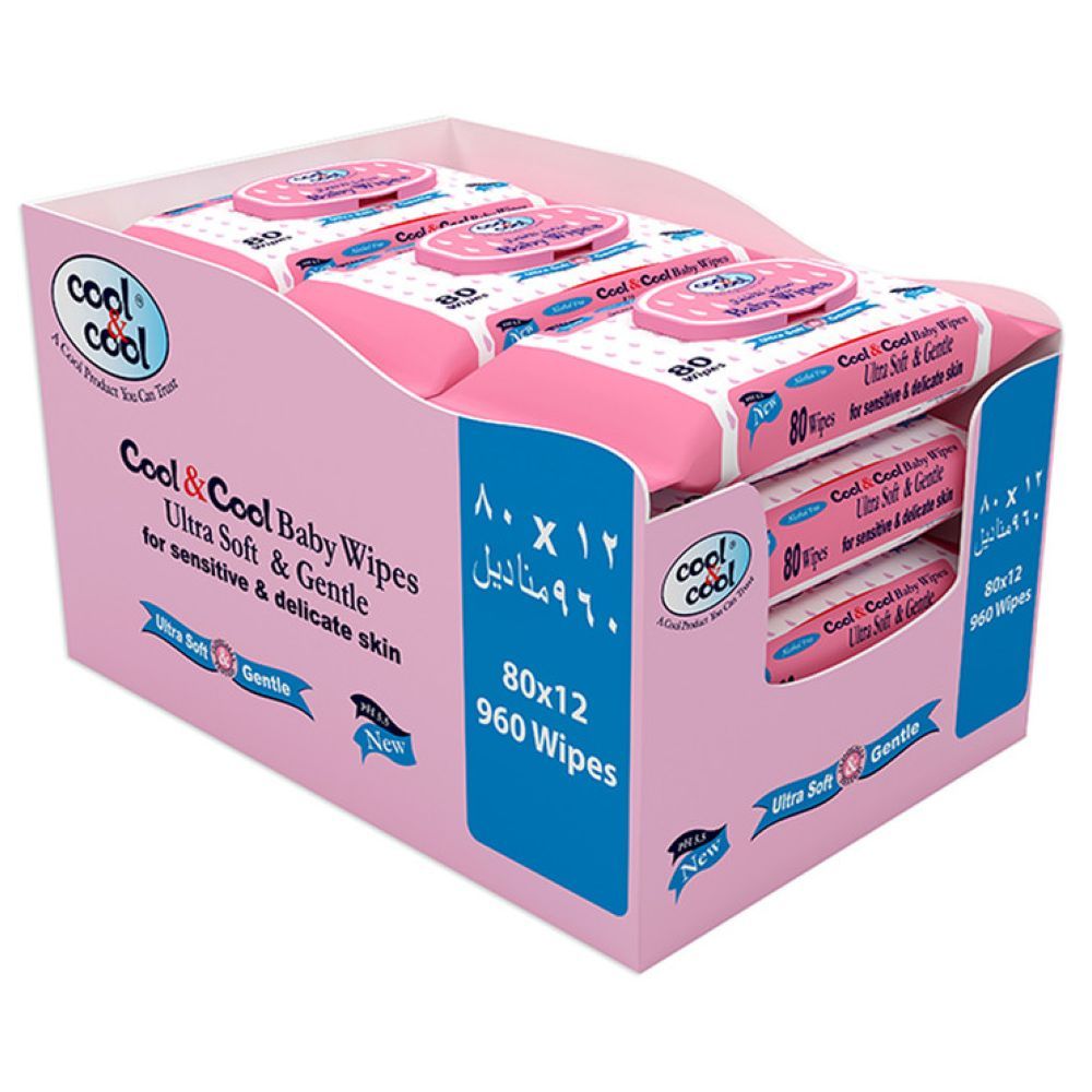 Cool & Cool - Premium Baby Wipes 80'sx12 - 960 Wipes