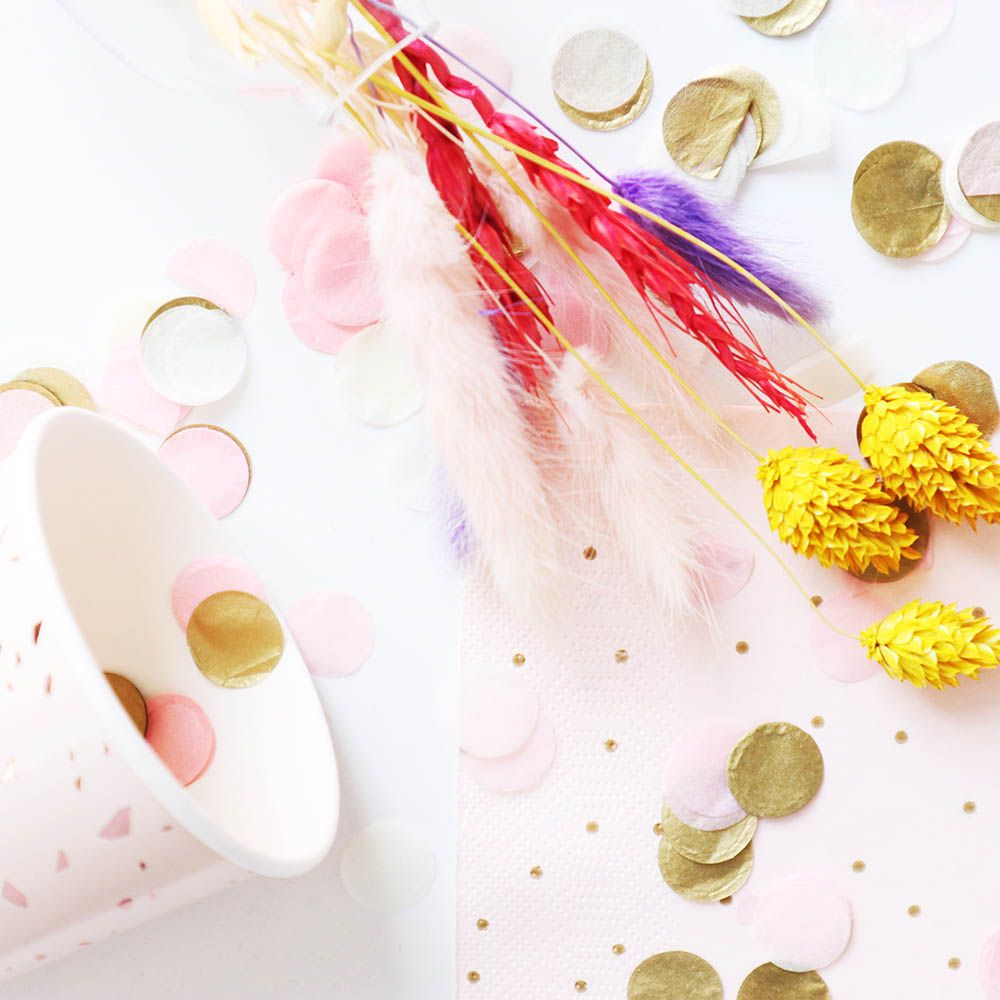 Party Deco - Confetti Circles Mix Colours - Gold/White/Pink