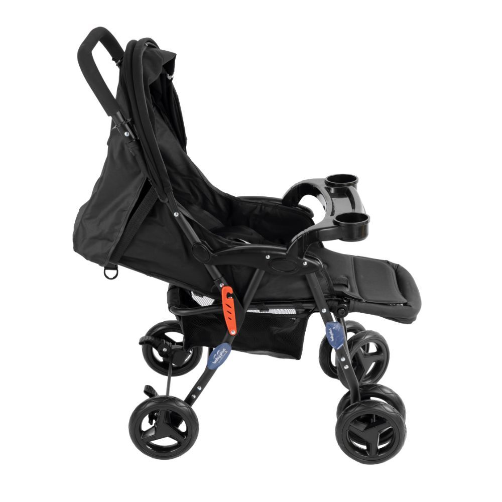 Baby Plus - Stroller Cum Pram w/ 2 Cup Holder - Black