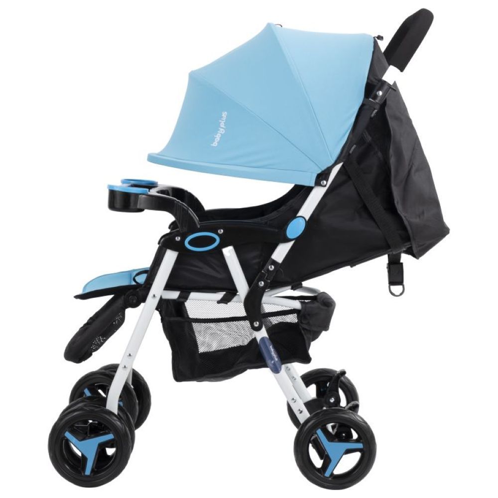 Baby Plus - Stroller Cum Pram w/ 2 Cup Holder - Blue