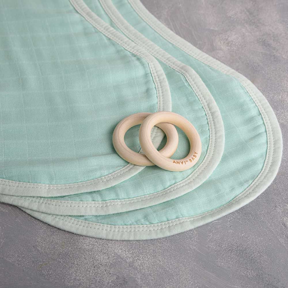 Anvi Baby - Organic Burp & Bib Cloth Pack Of 3 - Mint Green