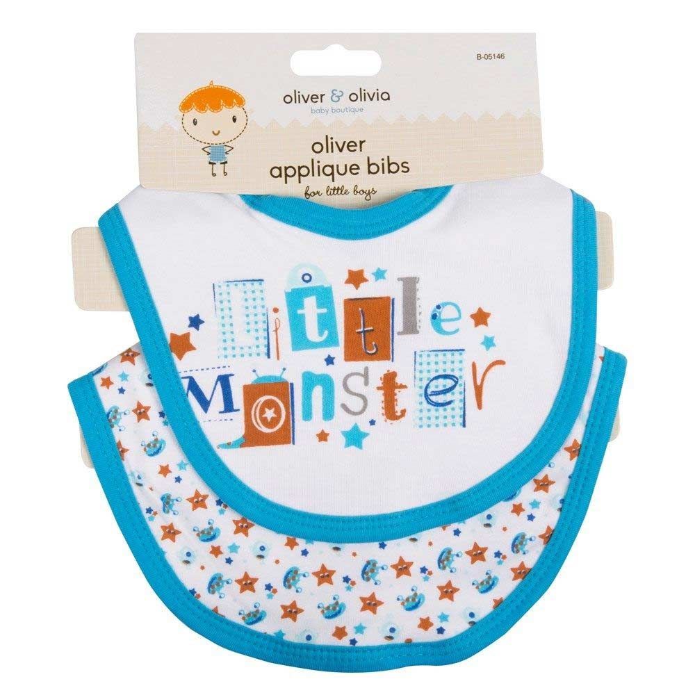 Oliver & Olivia - Boy Applique Bibs 2pk - Little Monster