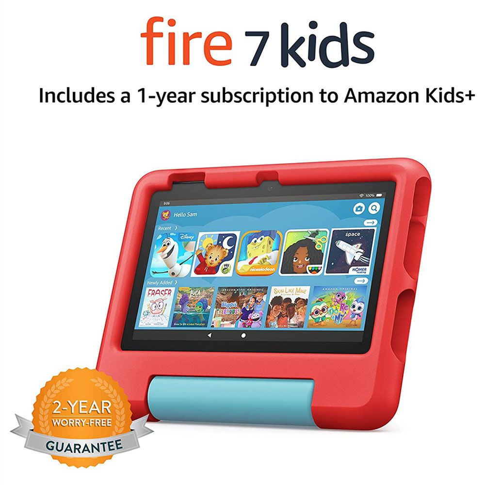 Amazon - Fire Fire 7 Kids 12th Gen Tablet 16GB - Red