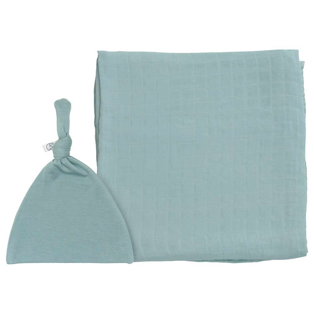 Anvi Baby - Organic Bamboo Beanie & Swaddle Set - Azure Sky