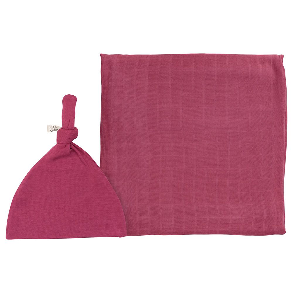 Anvi Baby - Organic Bamboo Beanie & Swaddle Set - Purple Rain